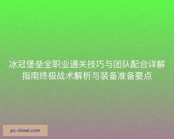 冰冠堡垒全职业通关技巧与团队配合详解指南终极战术解析与装备准备要点