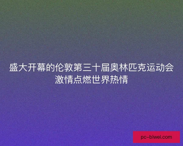 盛大开幕的伦敦第三十届奥林匹克运动会激情点燃世界热情