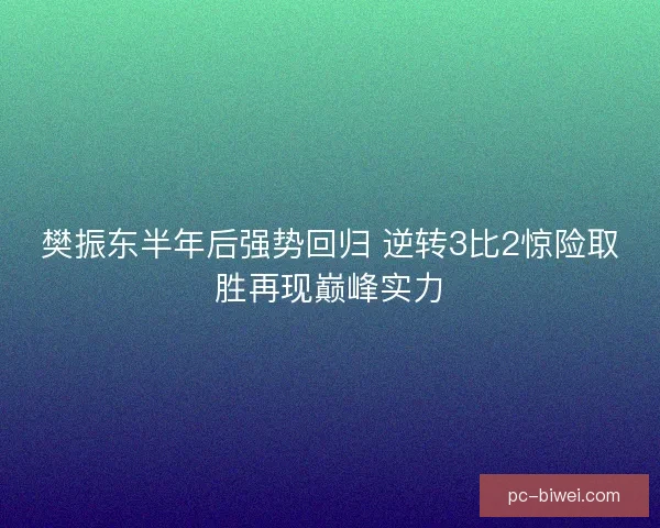 樊振东半年后强势回归 逆转3比2惊险取胜再现巅峰实力